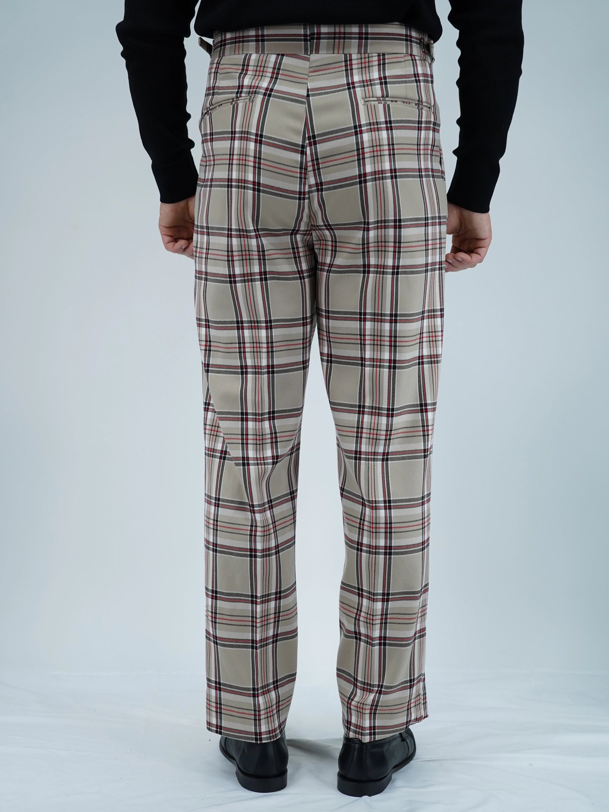 Gurkha un bottone con fibbie laterali stringenti Tartan Beige Check