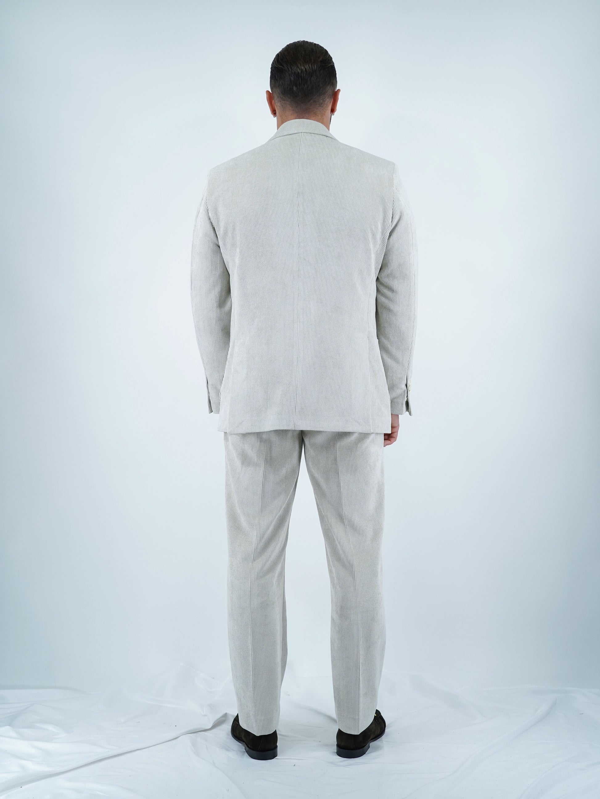 Giacca Harmonious doppiopetto in velluto a coste avorio