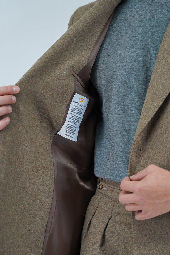 Giacca Harmonious doppiopetto in flanella quercia