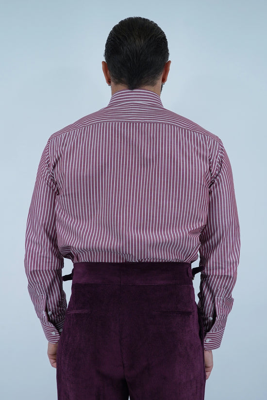 Camicia collo a vela bordeaux rigo bianco