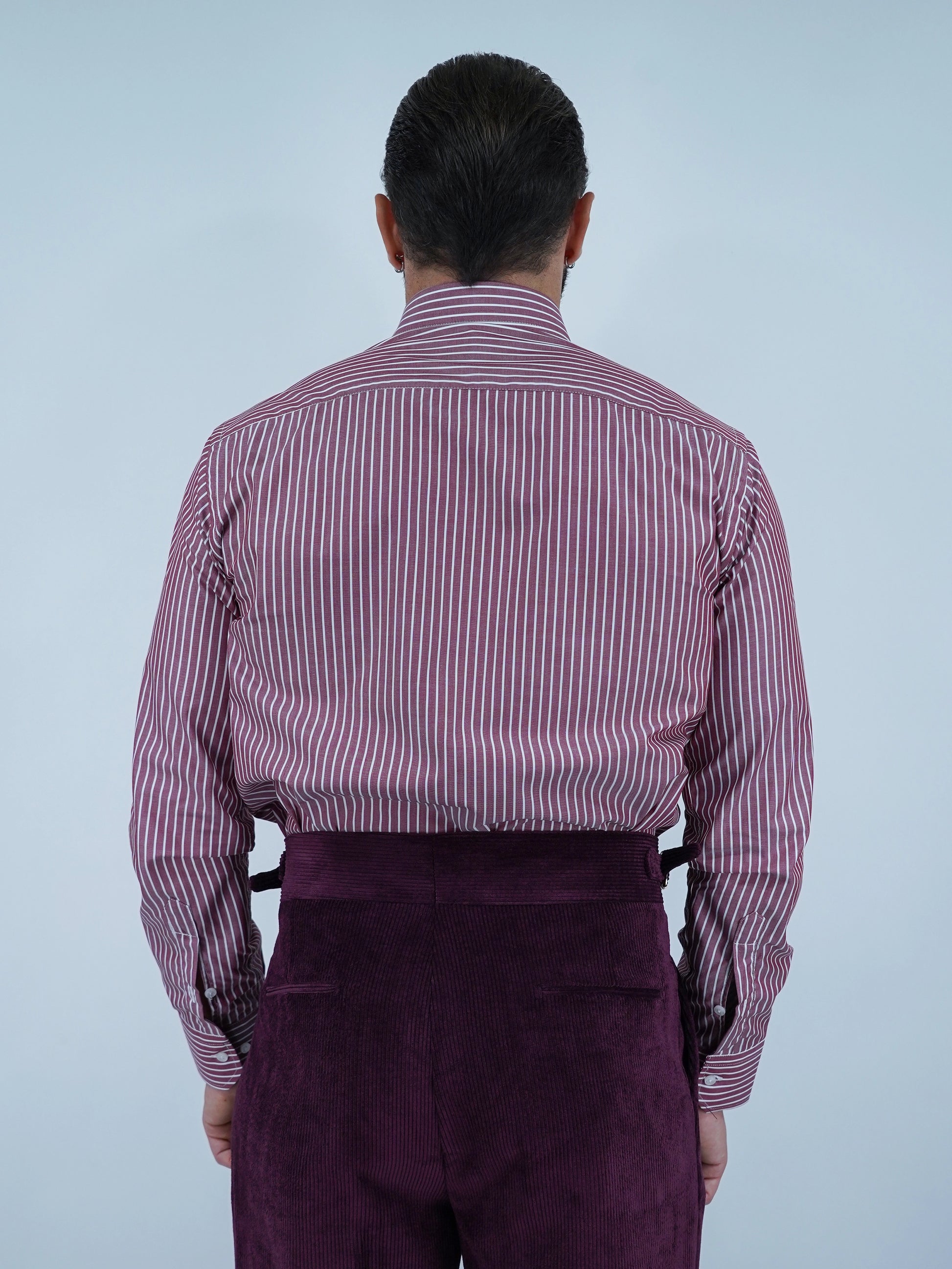 Camicia collo a vela bordeaux rigo bianco