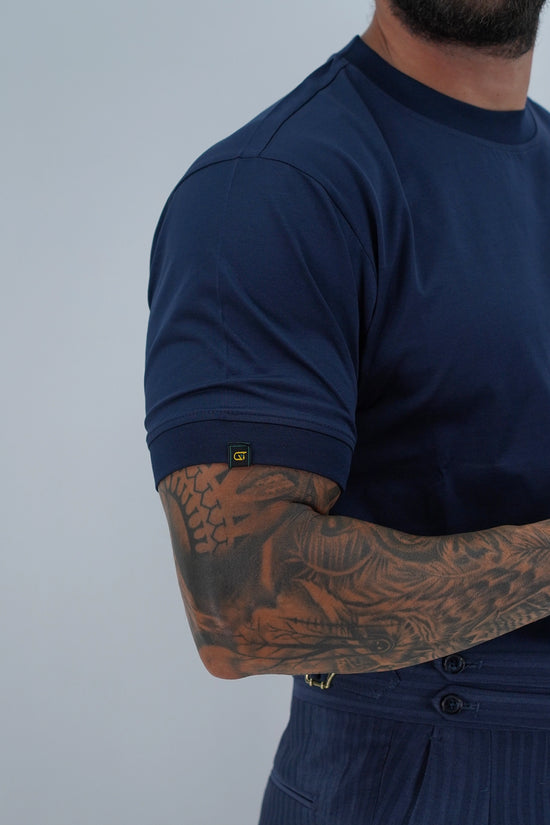 T-Shirt in Filo di Scozia | Girocollo| Blu