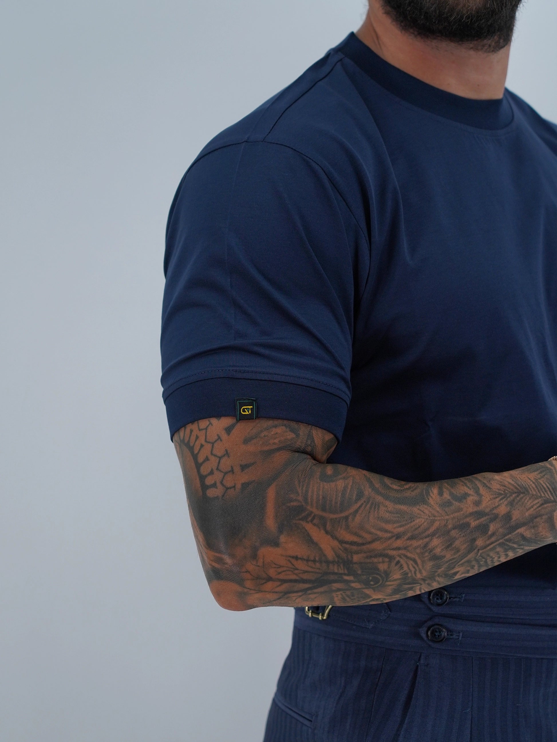 T-Shirt in Filo di Scozia | Girocollo| Blu
