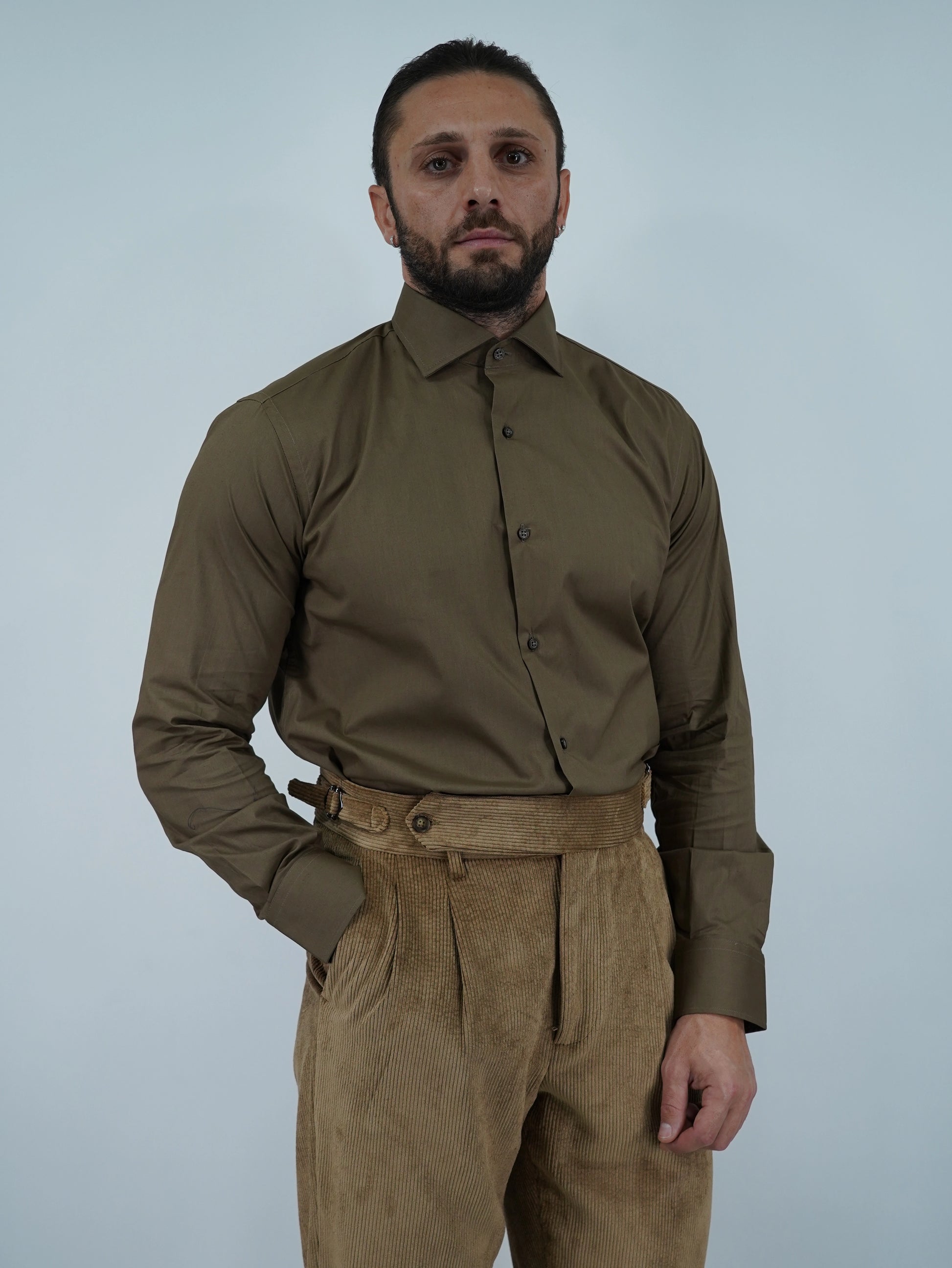 Camicia collo francese Tabacco