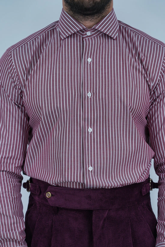Camicia collo francese bordeaux rigo bianco