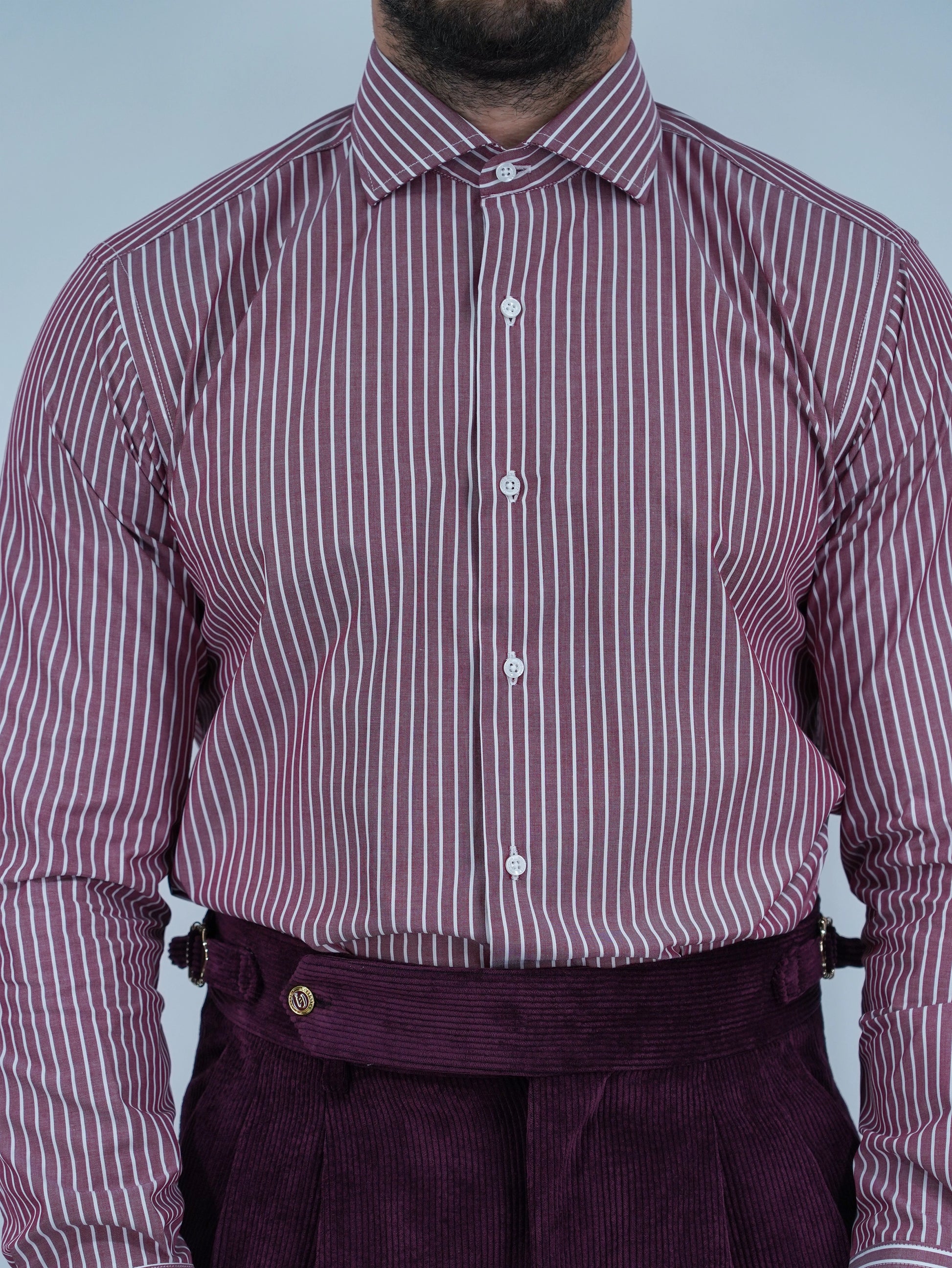 Camicia collo francese bordeaux rigo bianco