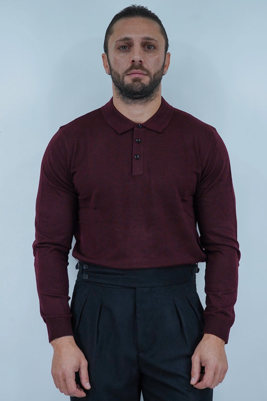 Polo con bottoni in filo bordeaux
