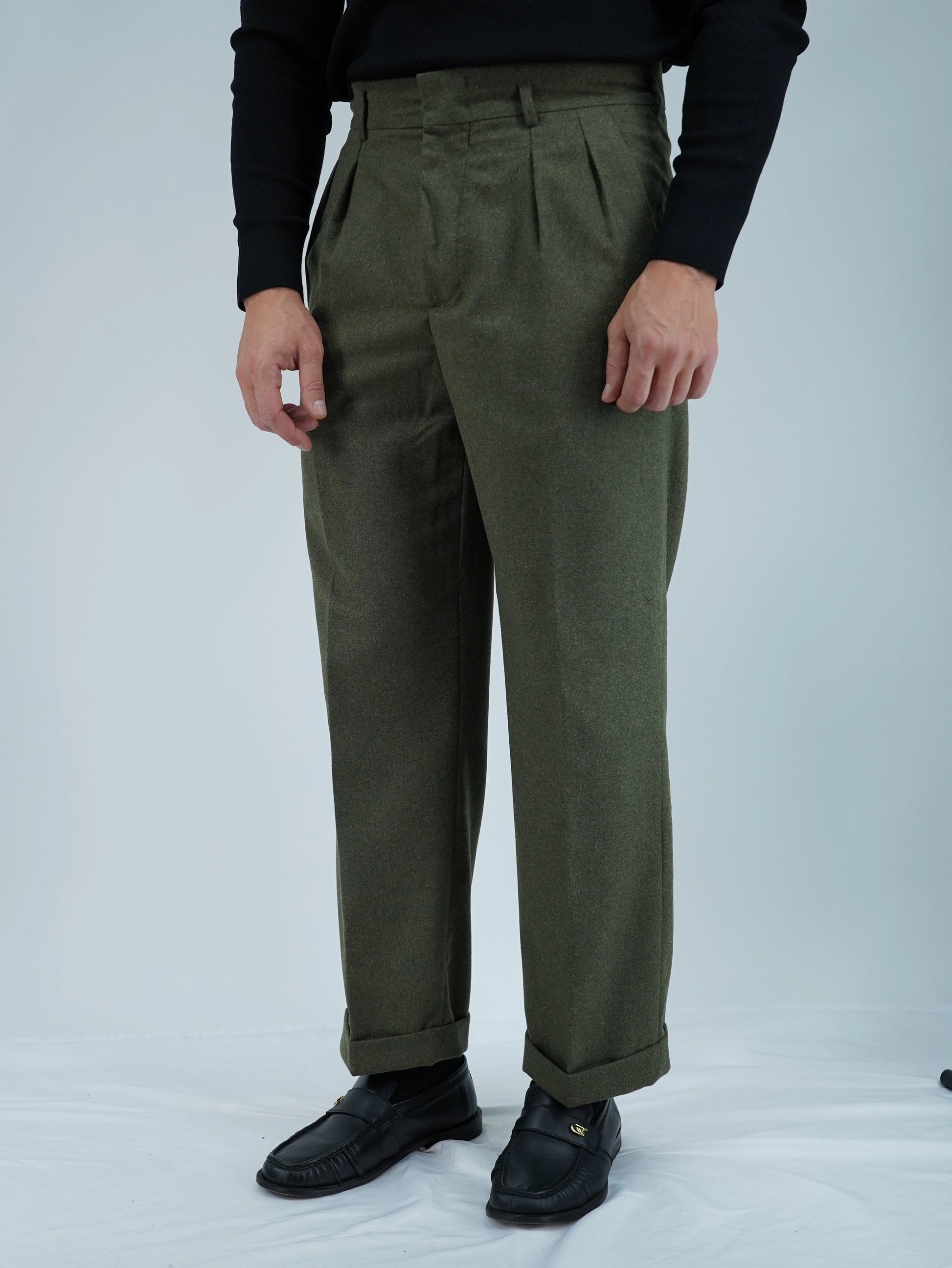 Gurkha con passanti in flanella verde foresta fondo 23cm