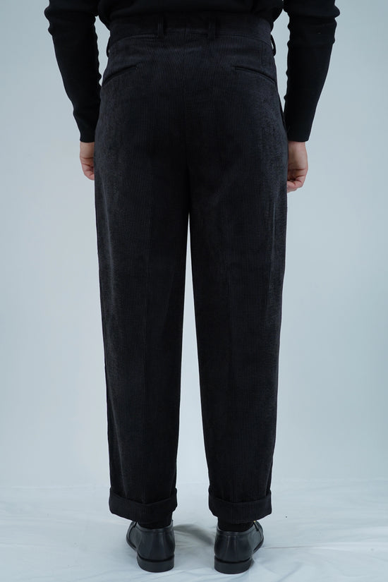 Gurkha con passanti in velluto a coste nero fondo 23cm