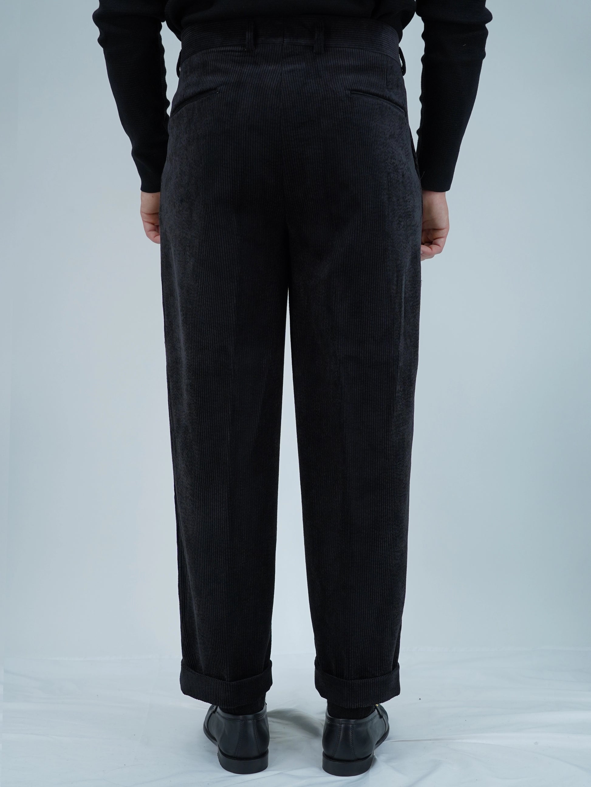 Gurkha con passanti in velluto a coste nero fondo 23cm