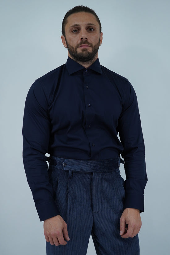 Camicia collo francese blu