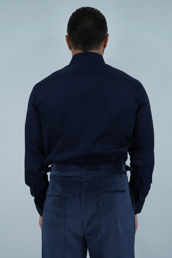 Camicia collo a vela blu