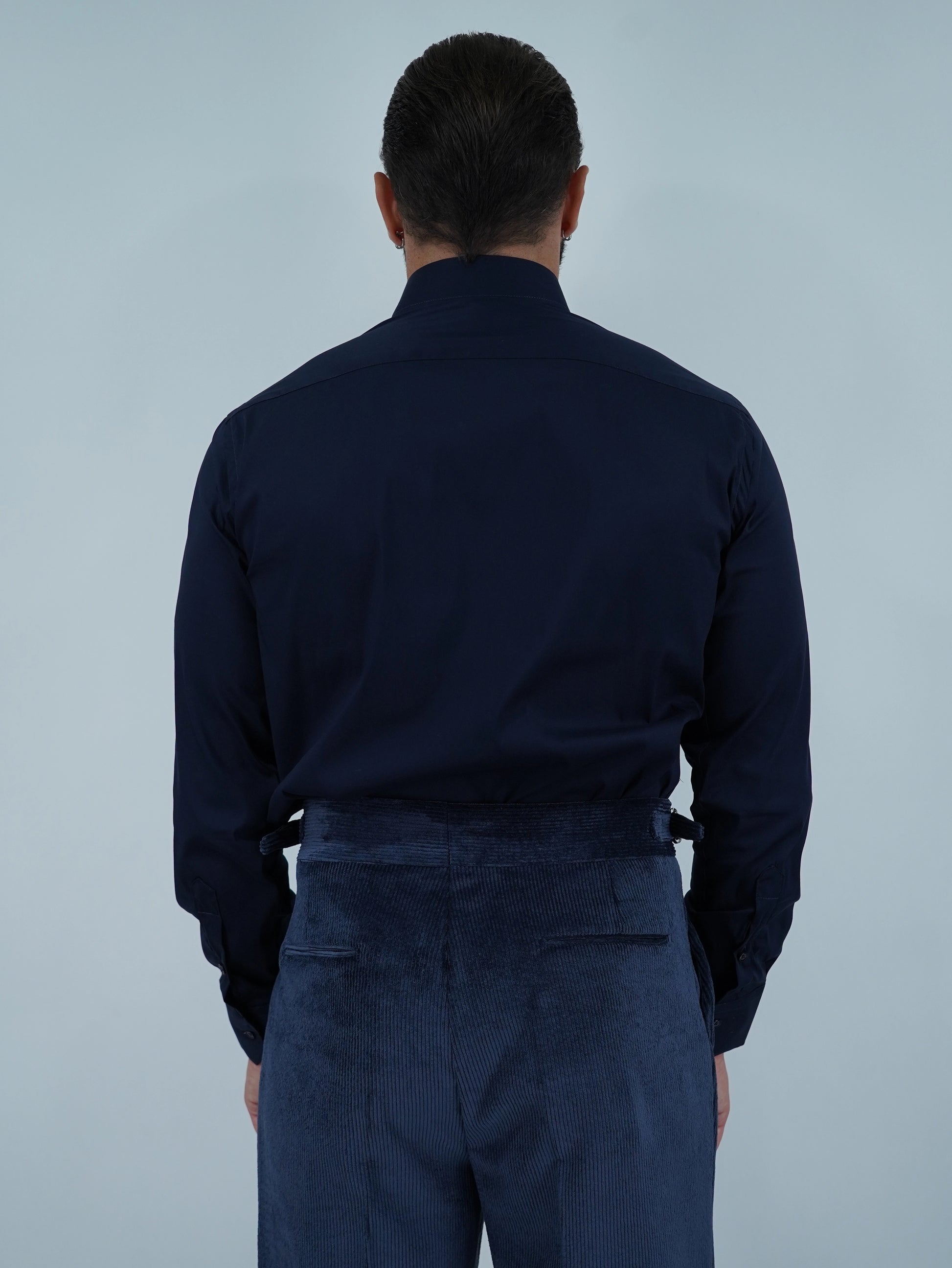 Camicia collo a vela blu