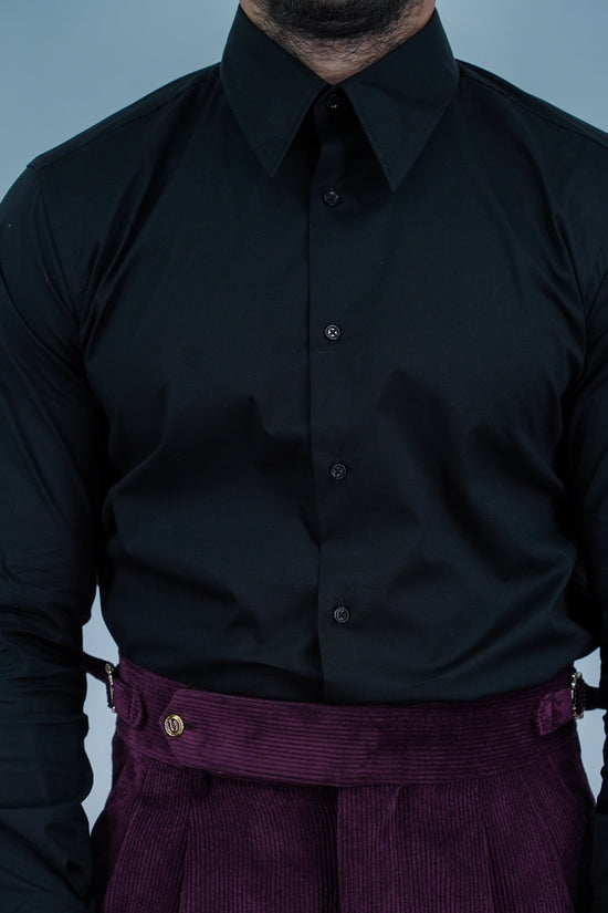 Camicia collo a vela nera