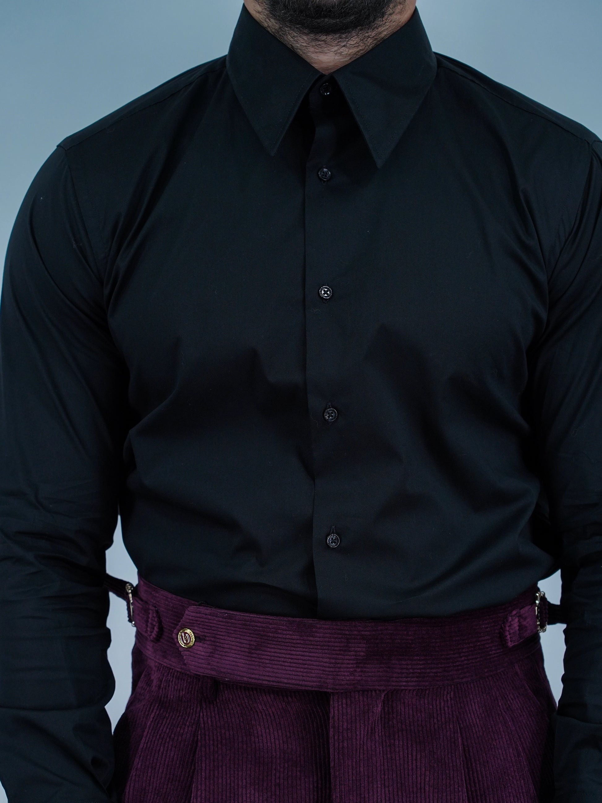 Camicia collo a vela nera