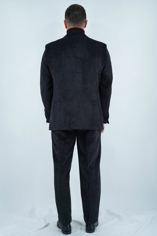 Giacca Harmonious monopetto in velluto a coste nero