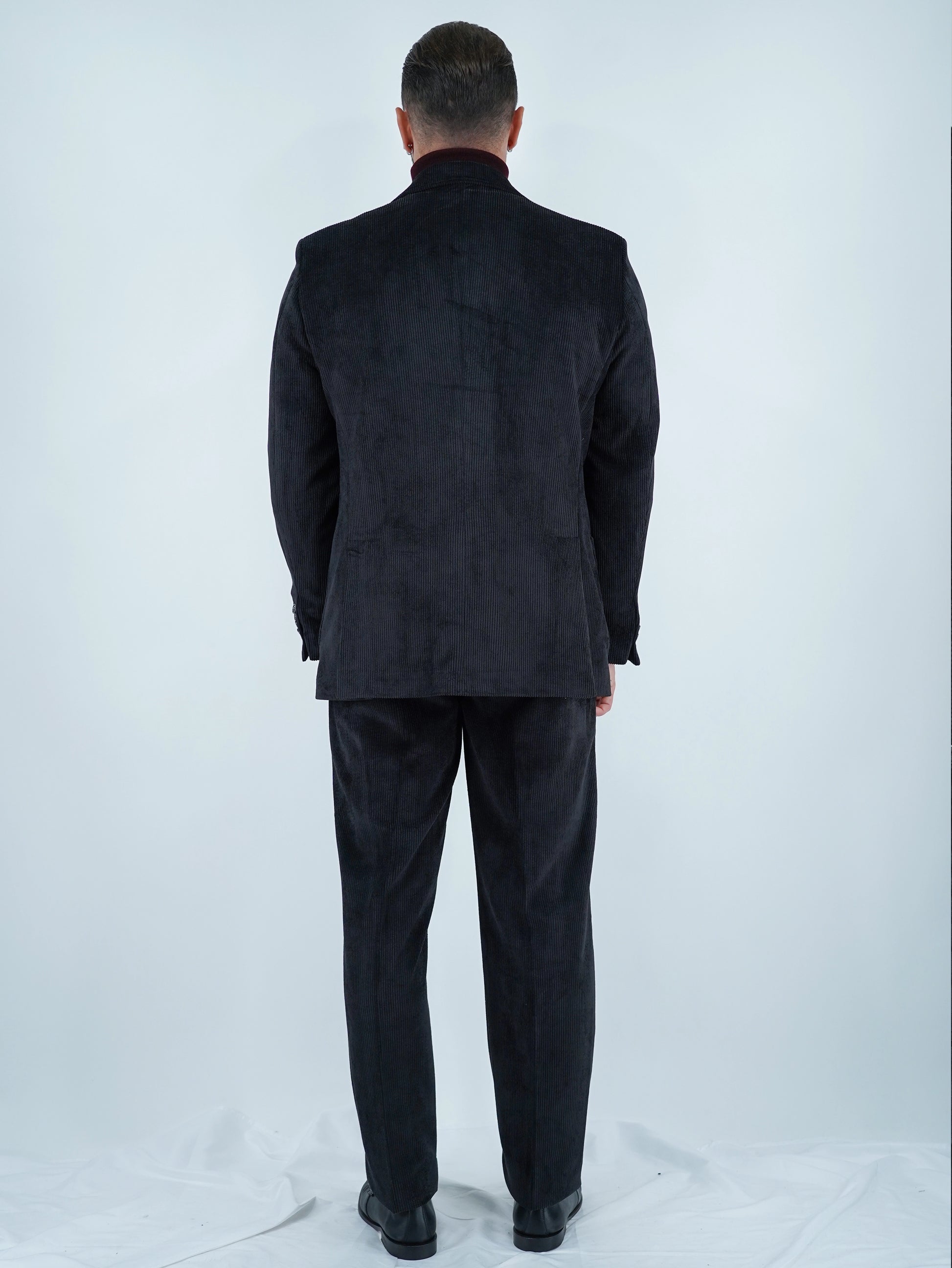 Giacca Harmonious monopetto in velluto a coste nero