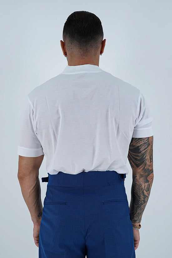 T-Shirt in Filo di Scozia | Scollo a V| Bianco