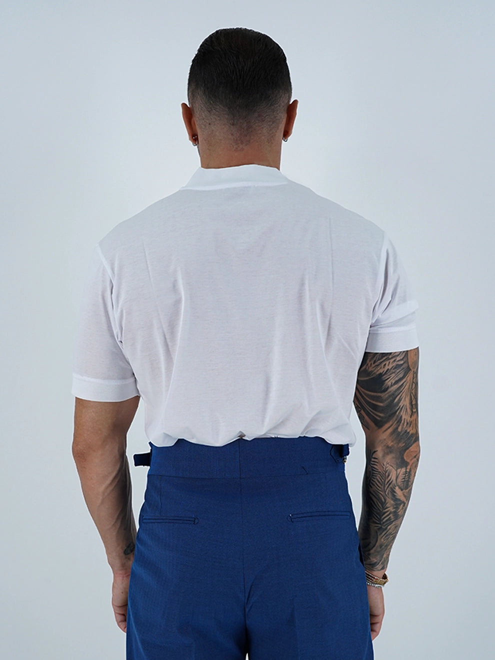 T-Shirt in Filo di Scozia | Scollo a V| Bianco