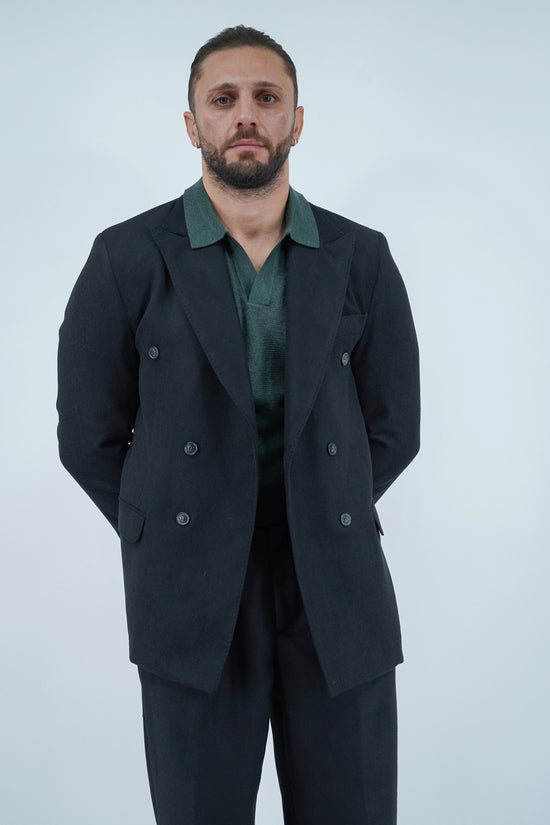 Giacca Harmonious doppiopetto in flanella nero