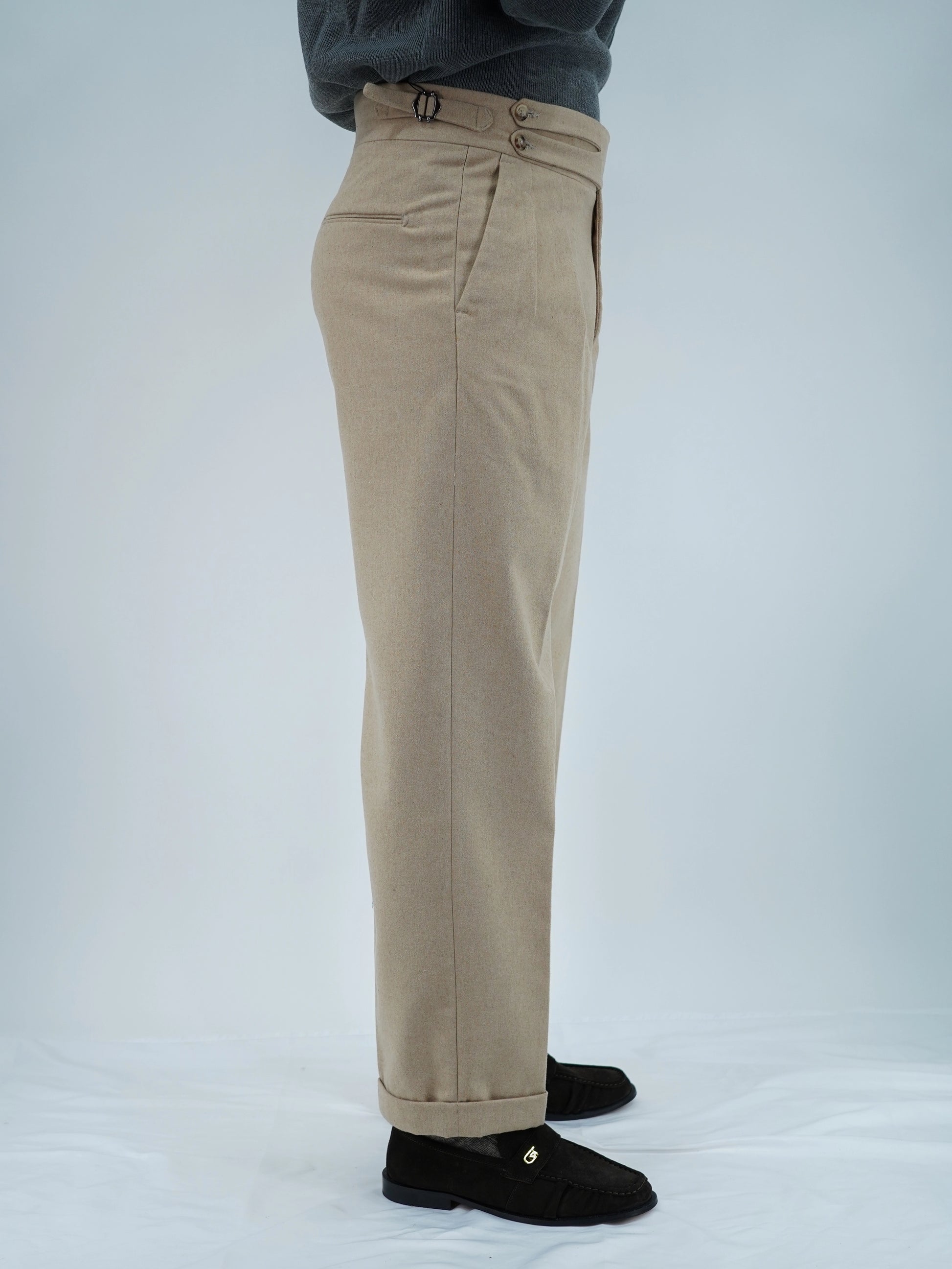 Gurkha biforcato in flanella sabbia fondo 23cm