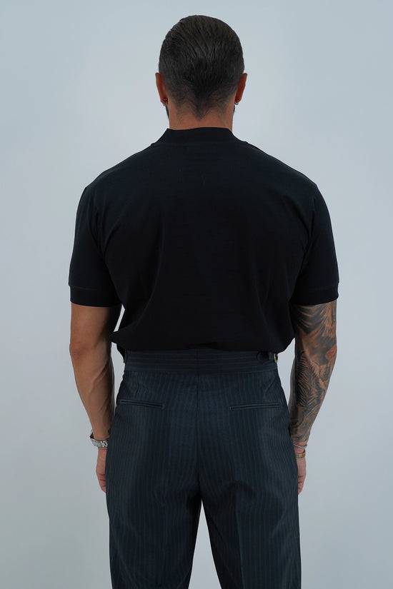 T-Shirt in Filo di Scozia | Scollo a V| Nero
