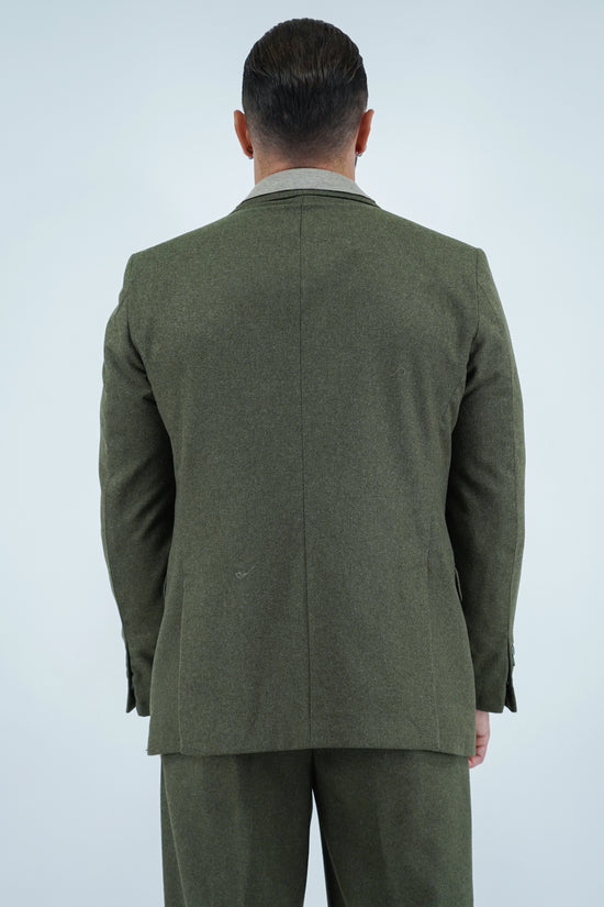 Giacca Harmonious doppiopetto in flanella verde foresta