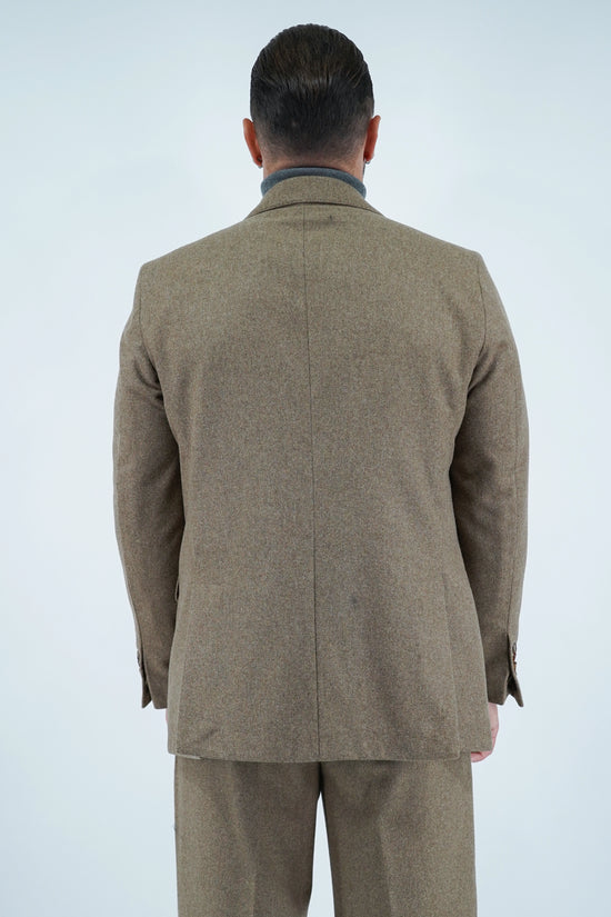 Giacca Harmonious doppiopetto in flanella quercia