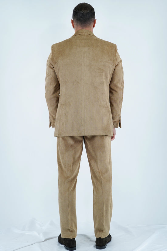 Giacca Harmonious monopetto in velluto a coste fango