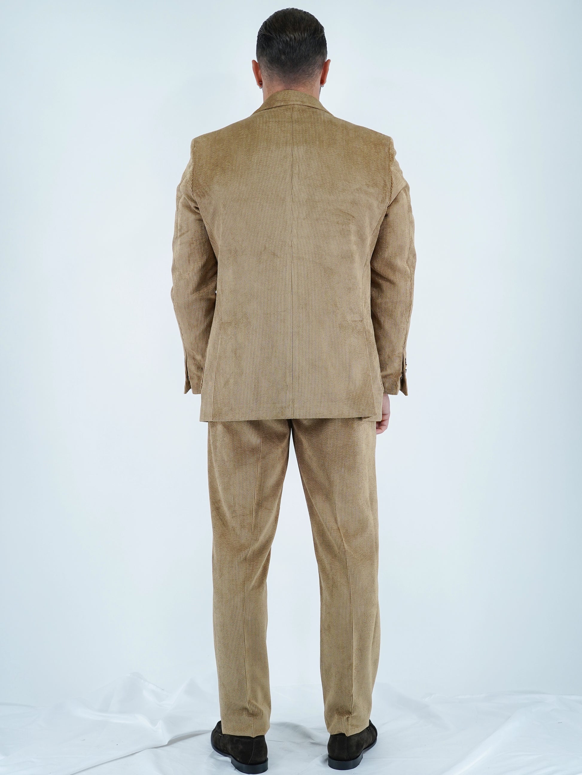 Giacca Harmonious monopetto in velluto a coste fango