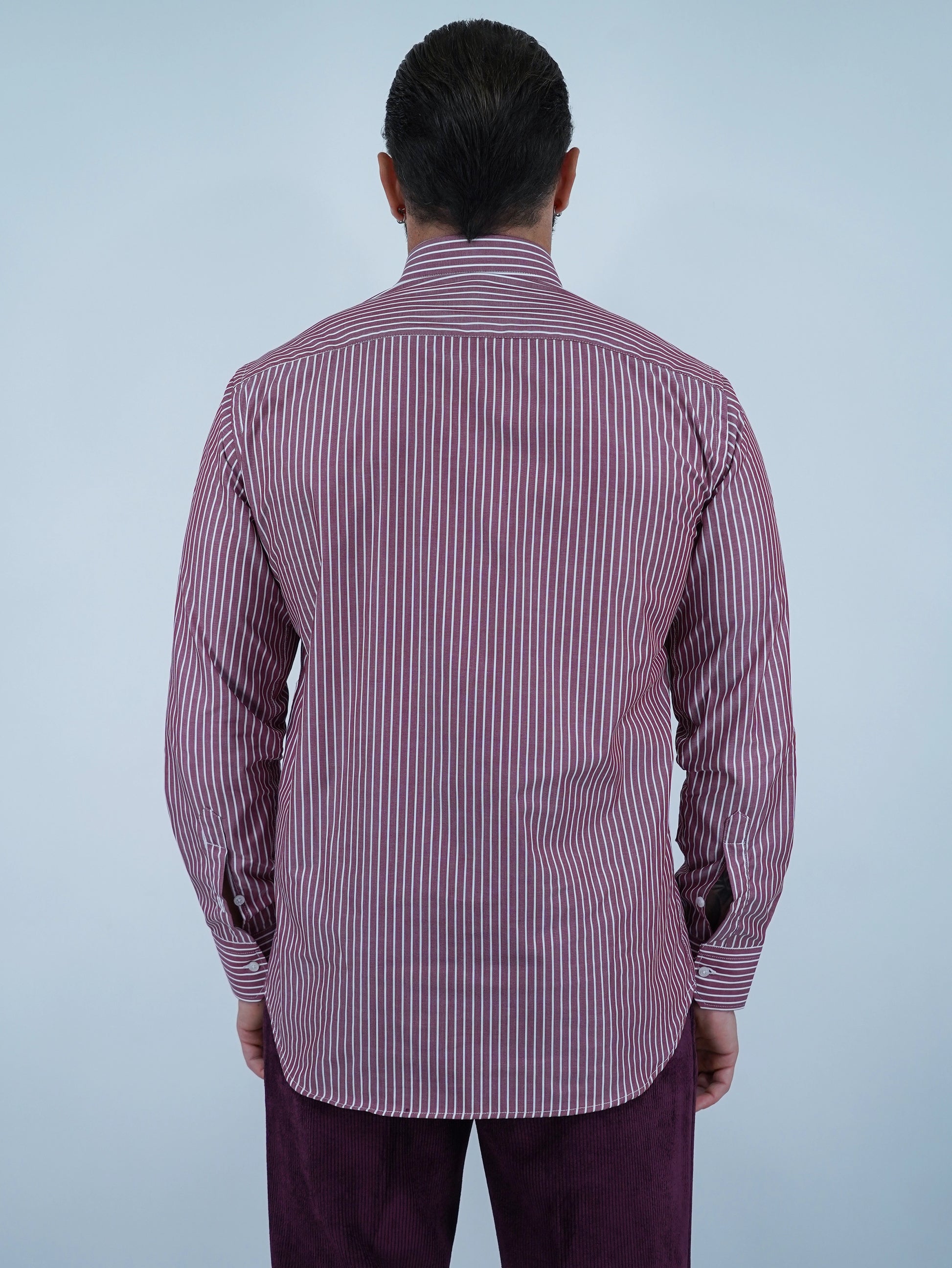 Camicia collo a vela bordeaux rigo bianco