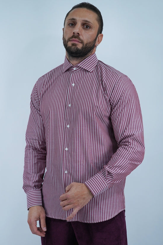Camicia collo francese bordeaux rigo bianco