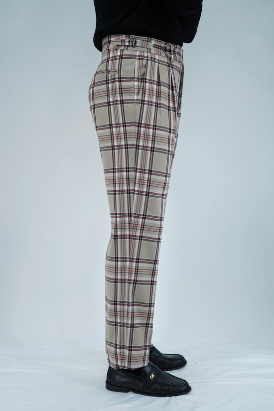 Gurkha un bottone con fibbie laterali stringenti Tartan Beige Check