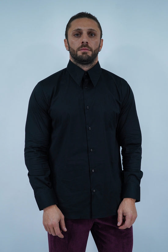 Camicia collo a vela nera