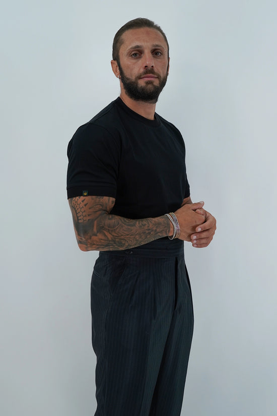 T-Shirt in Filo di Scozia | Girocollo| Nero