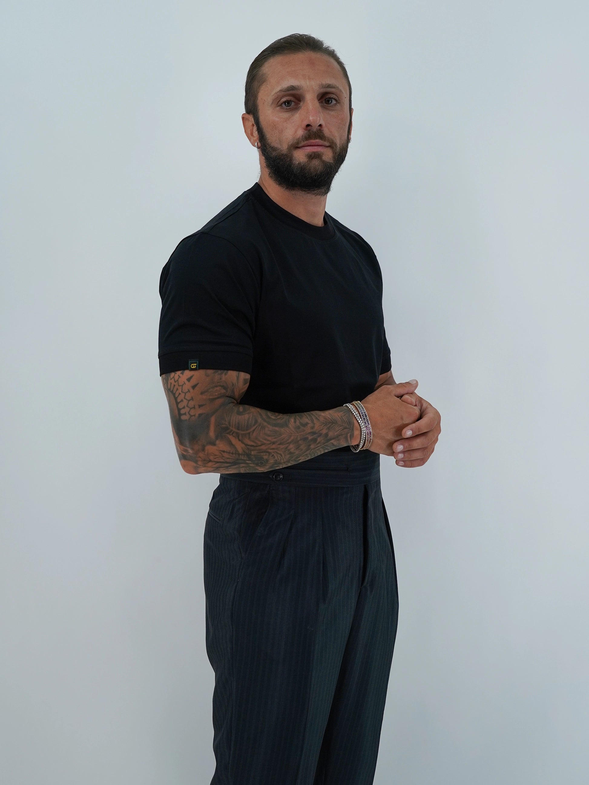 T-Shirt in Filo di Scozia | Girocollo| Nero