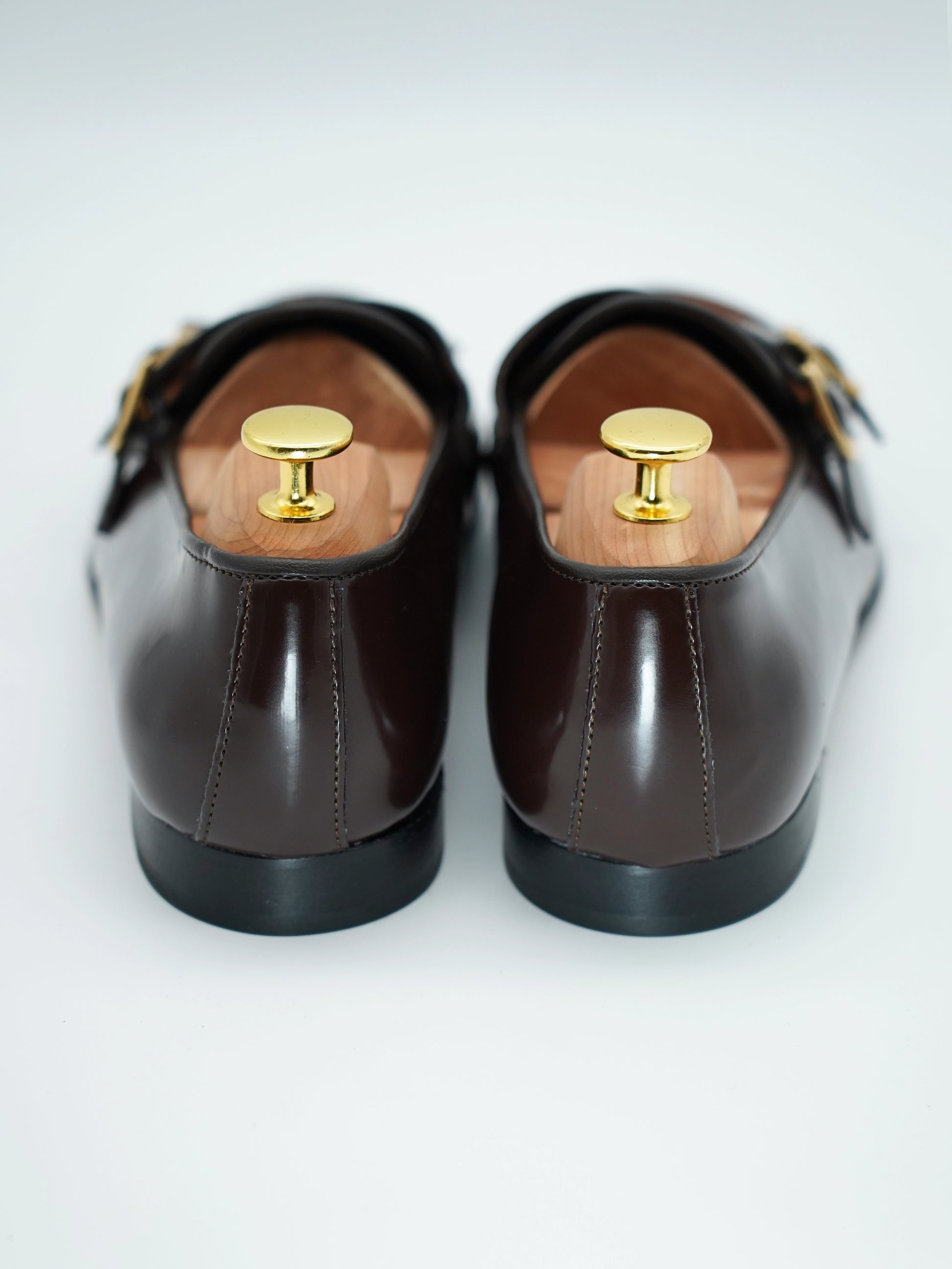 Mocassino doppiafibbia con frange abrasivato e camoscio testa di moro