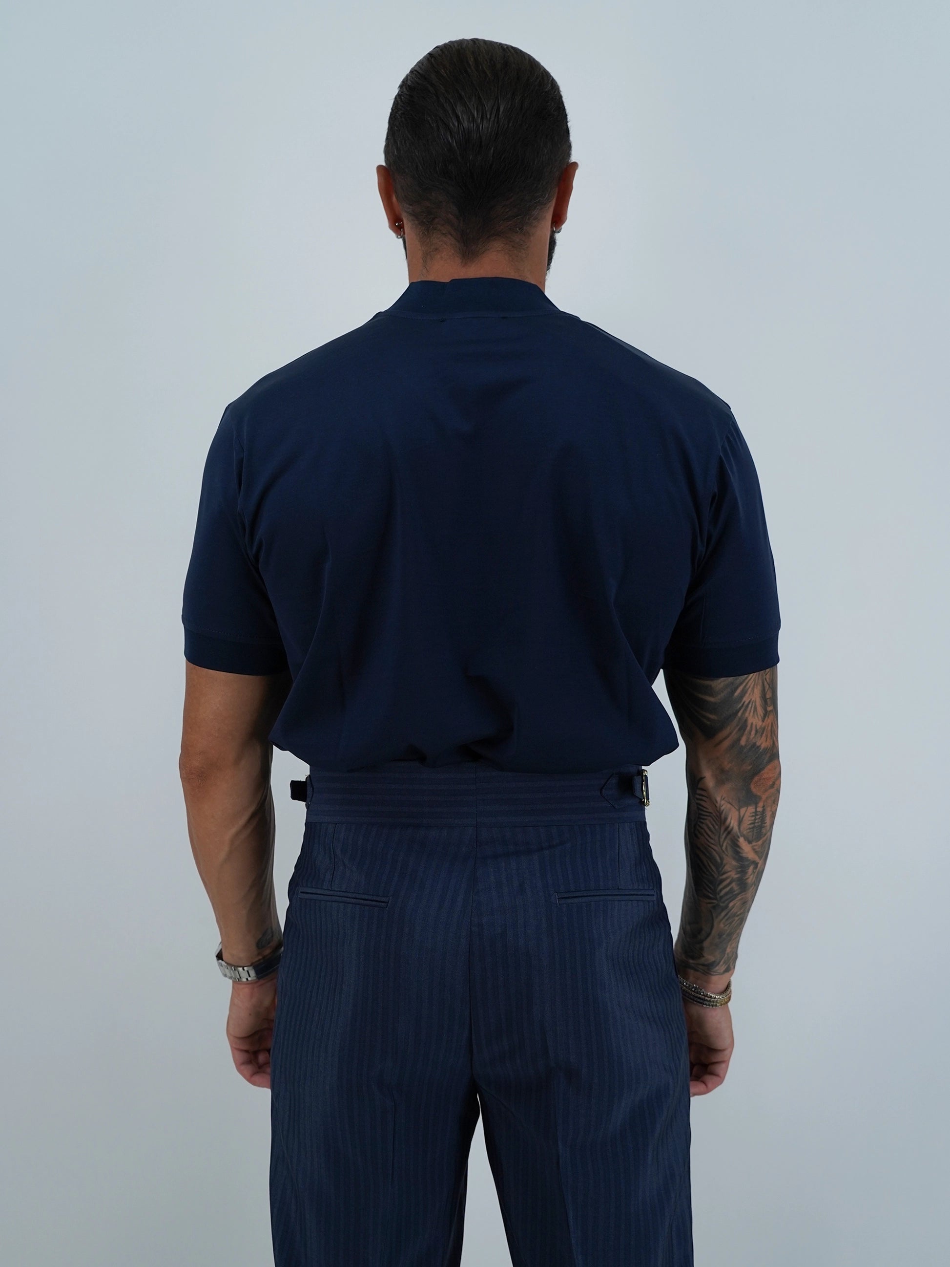 T-Shirt in Filo di Scozia | Scollo a V| Blu