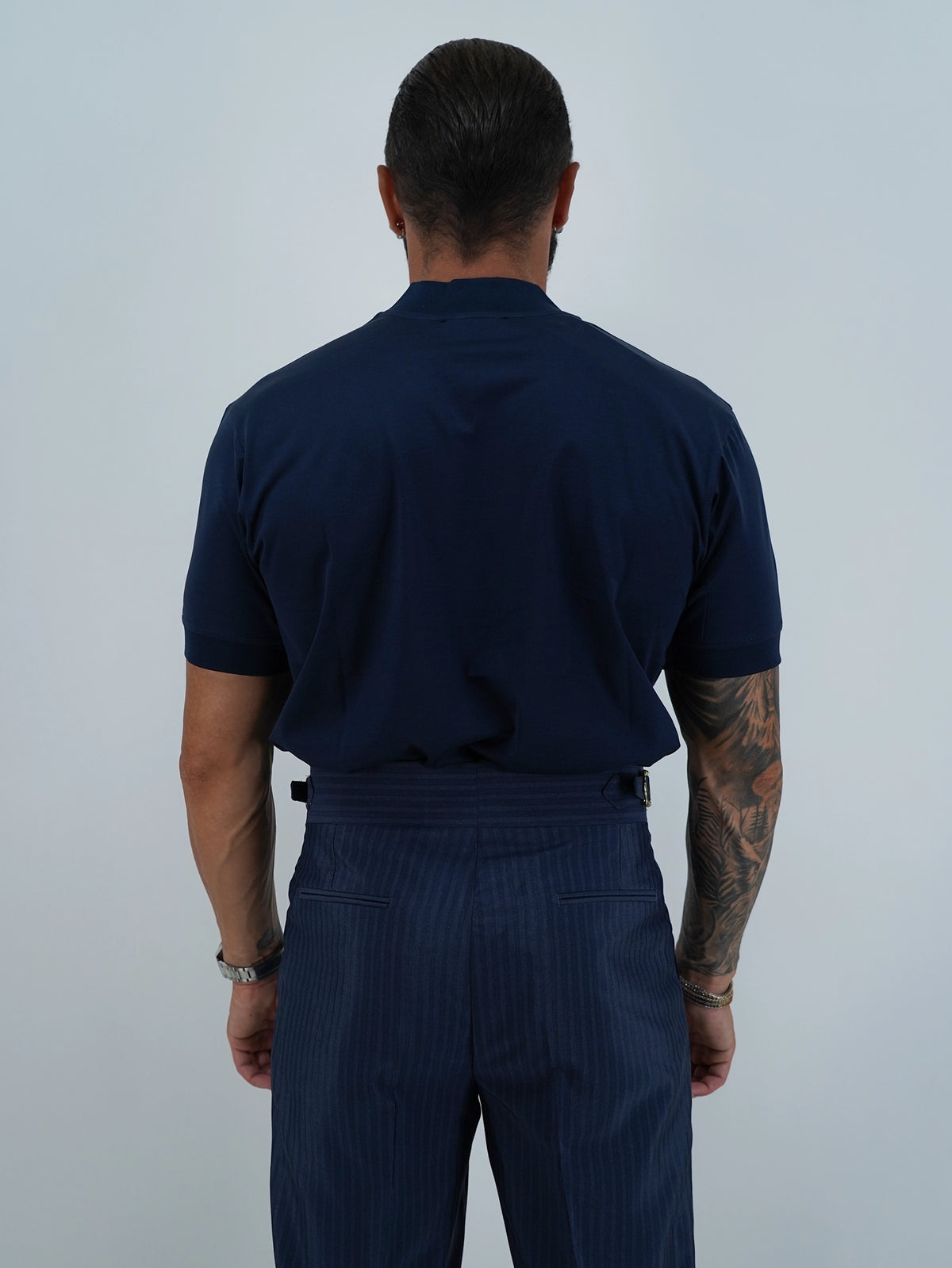 T-Shirt in Filo di Scozia | Scollo a V| Blu