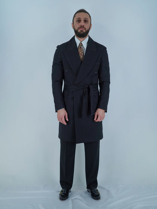 Giacca Heritage Lunga Doppio Petto - Linea Extensive | Nero Gessato