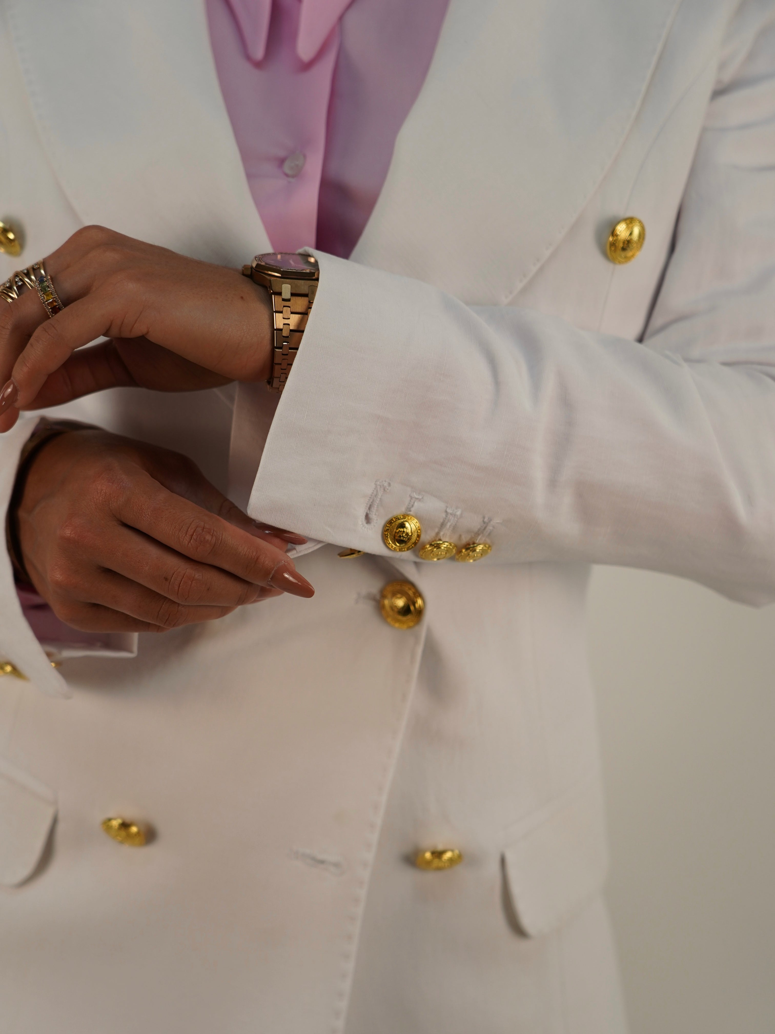 Tailleur doppiopetto bianco 100% lino