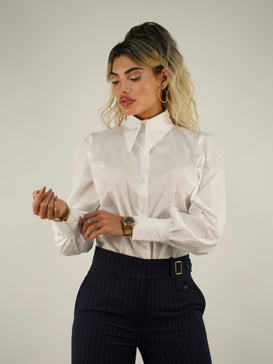 Camicia Mory collo a vela bianca