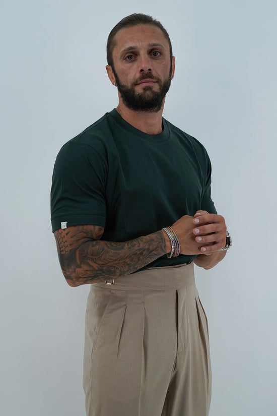 T-Shirt in Filo di Scozia | Girocollo| Verde Foresta