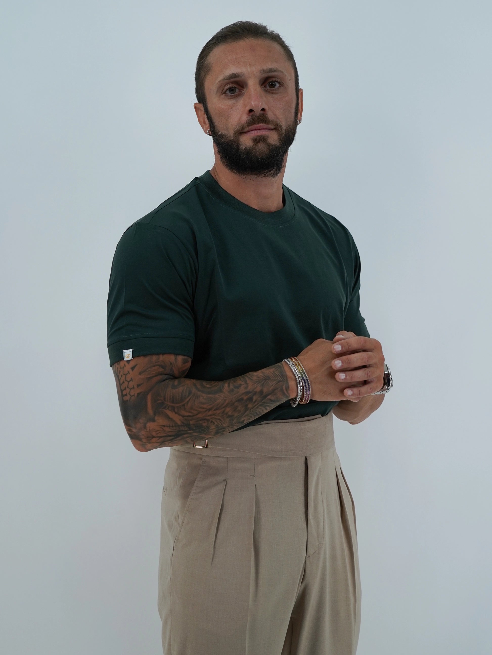 T-Shirt in Filo di Scozia | Girocollo| Verde Foresta