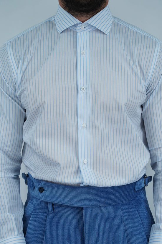 Camicia collo francese Bianca rigo celeste