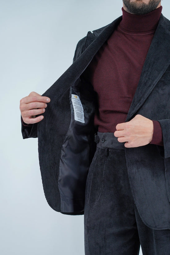 Giacca Harmonious monopetto in velluto a coste nero