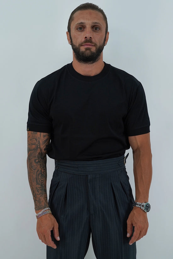 T-Shirt in Filo di Scozia | Girocollo| Nero
