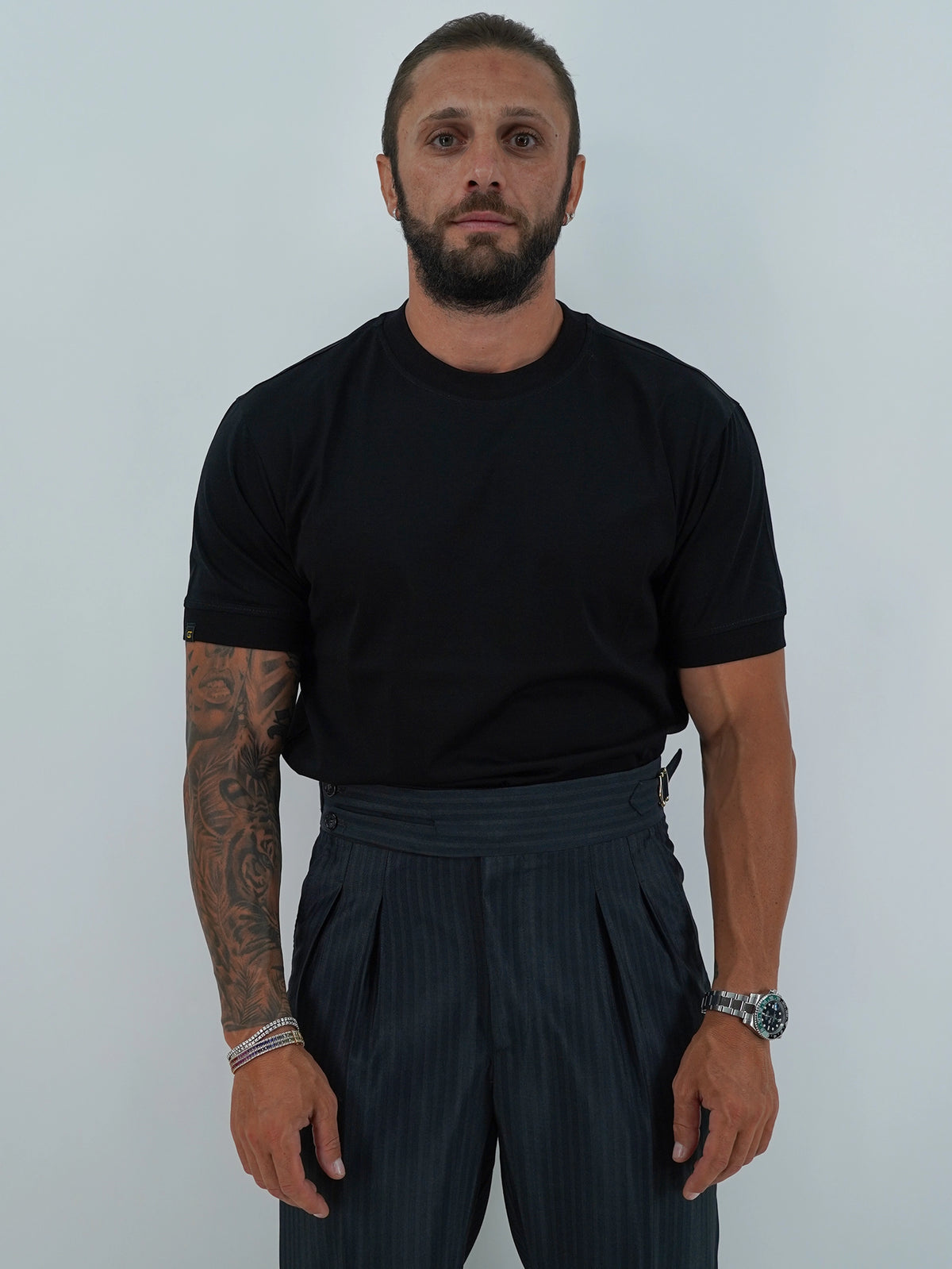 T-Shirt in Filo di Scozia | Girocollo| Nero
