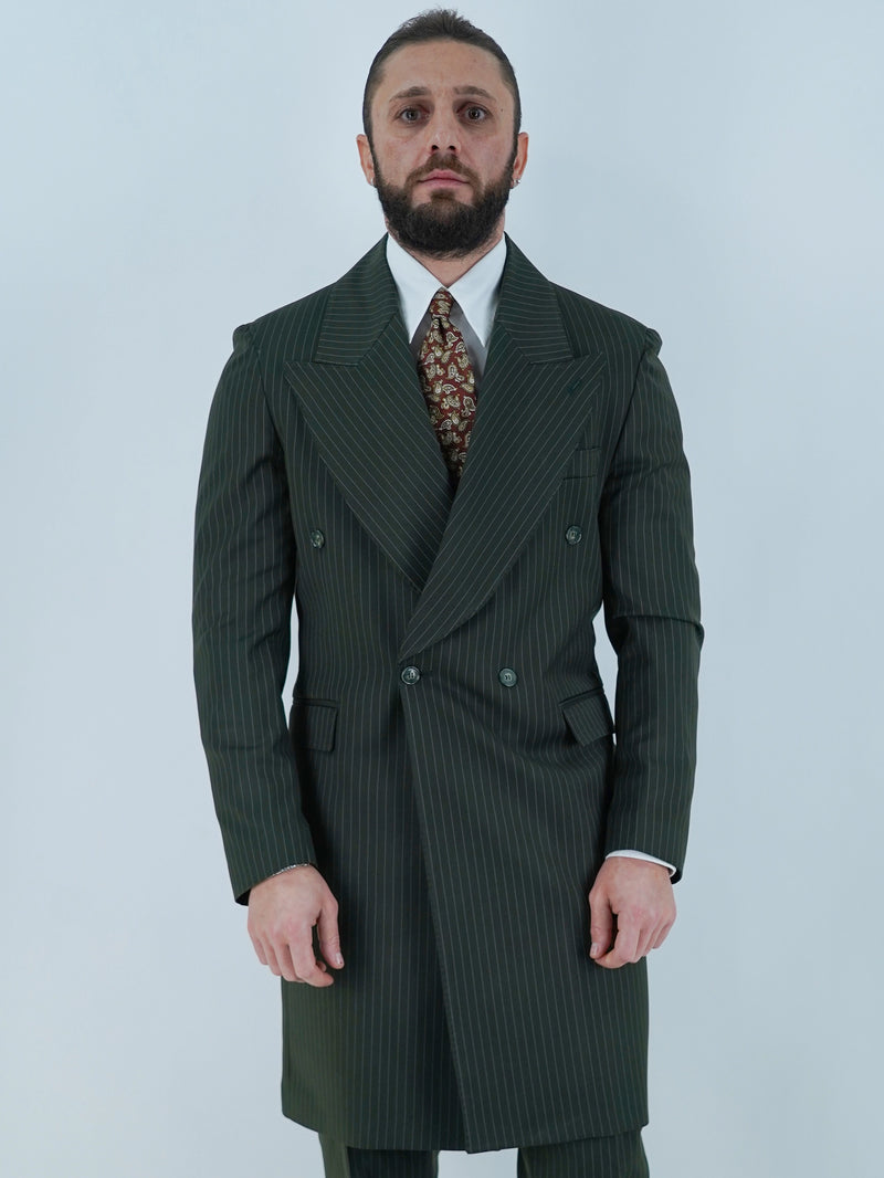 Giacca Heritage Lunga Doppio Petto - Linea Extensive | Verde Gessato