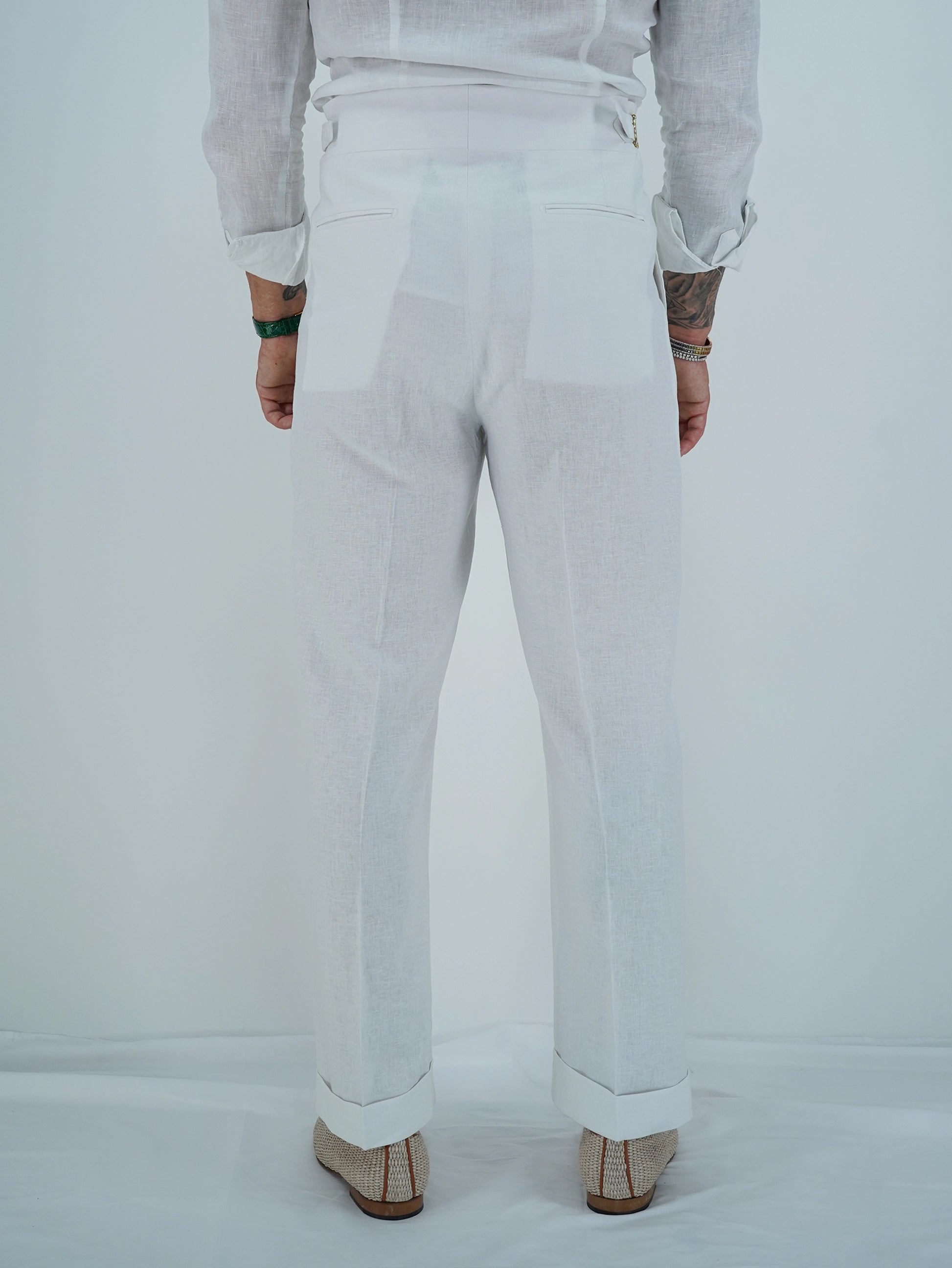 Gurkha Heritage 1 bottone in lino - Fondo 22/25cm | Doppia Fibbia Regolabile | Bianco